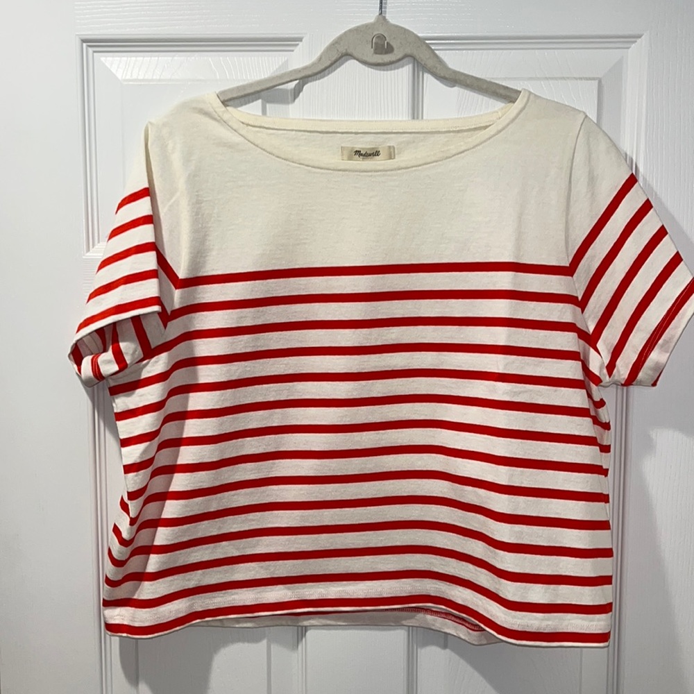 Madewell short sleeve crop T- shirt. Size L - Picture 3 of 8